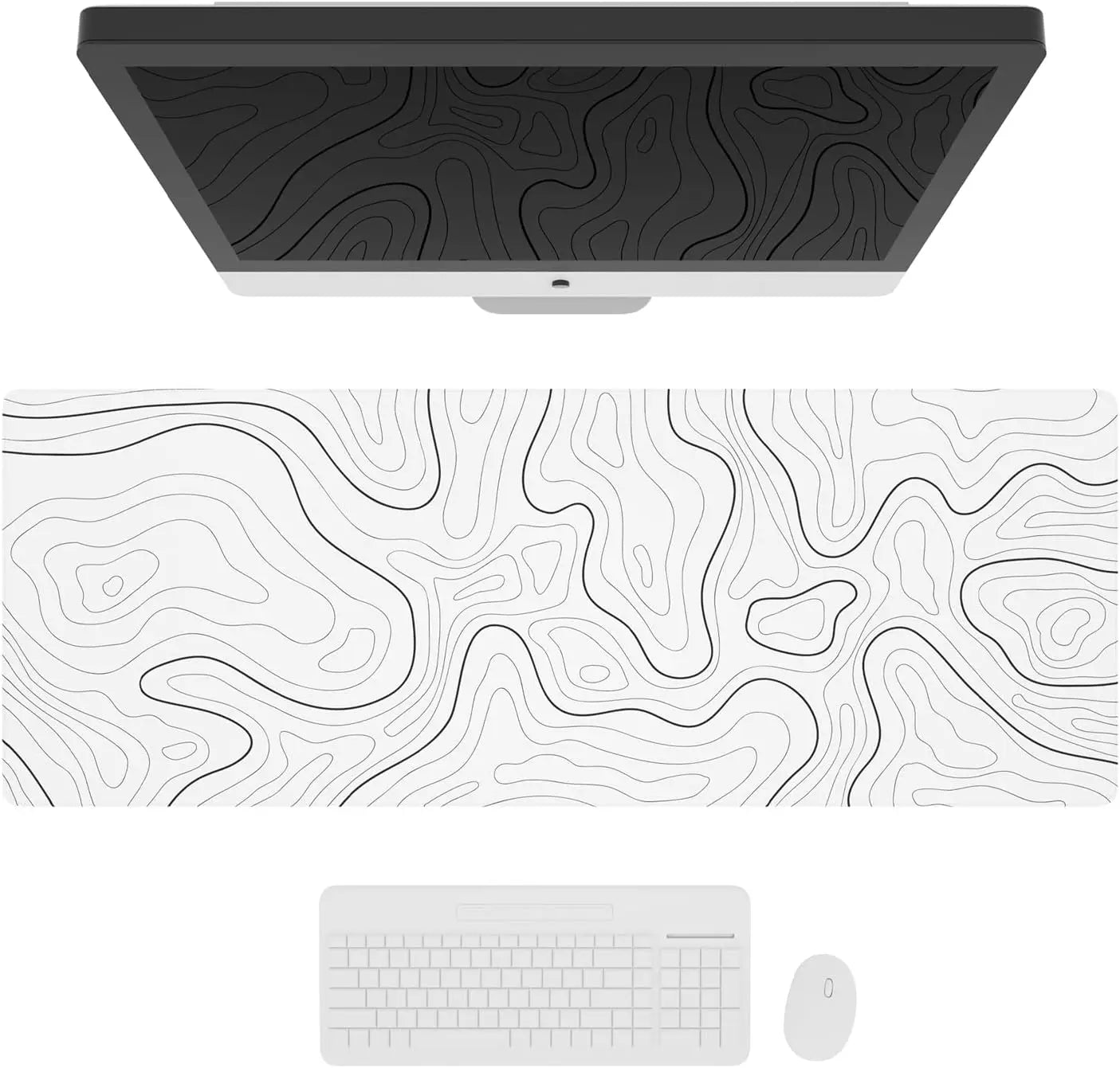 Tapis de Souris XXL Blanc et Noir - Tapis Souris