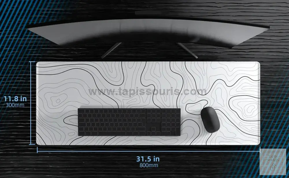 Tapis de Souris XXL Blanc et Noir - Tapis Souris